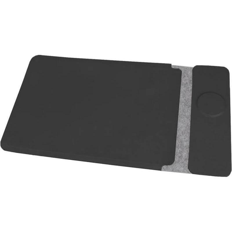 Giftology 14" Felt Laptop Sleeve With 15W Magnetic Charger - Black