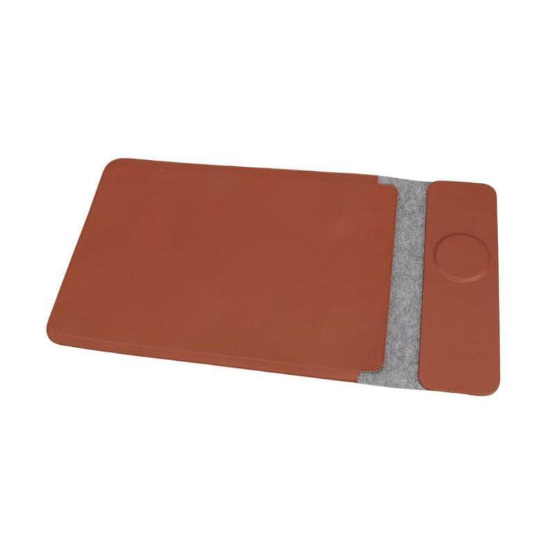Giftology 14" Felt Laptop Sleeve With 15W Magnetic Charger - Tan