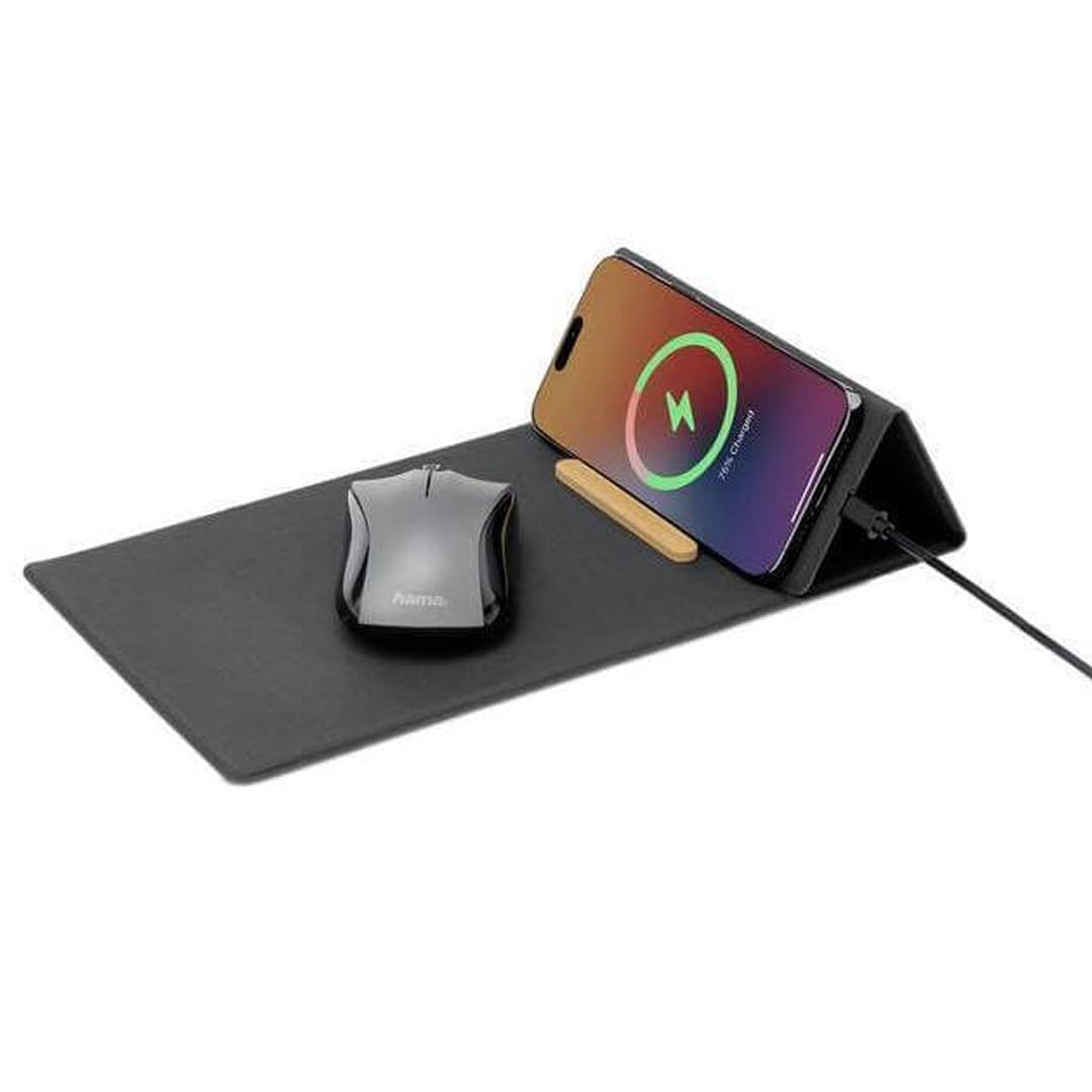 CHANGE ZERO Recycled PU 15W Wireless Mousepad & Desk Organizer - Black