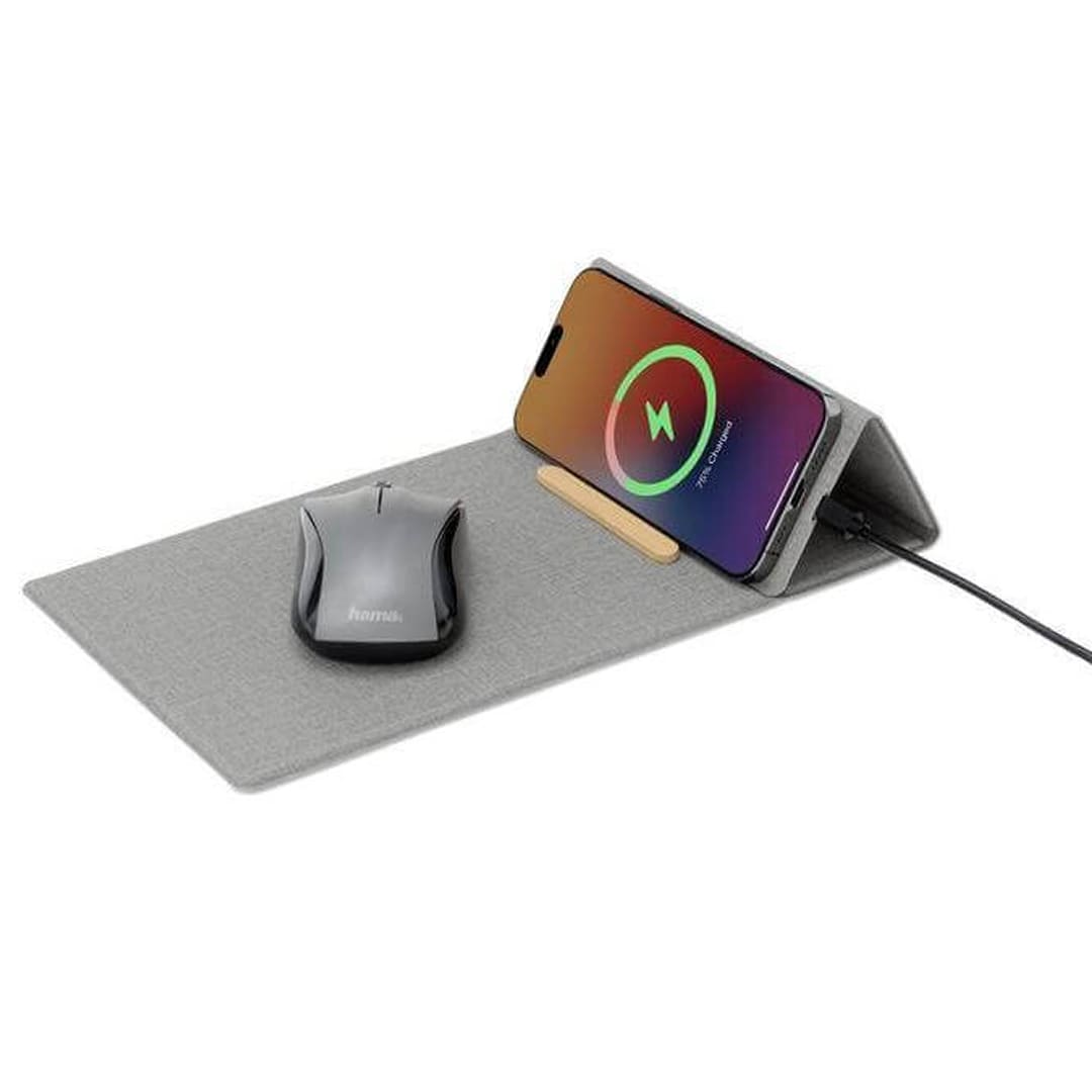 CHANGE ZERO Recycled PU 15W Wireless Mousepad & Desk Organizer - Grey