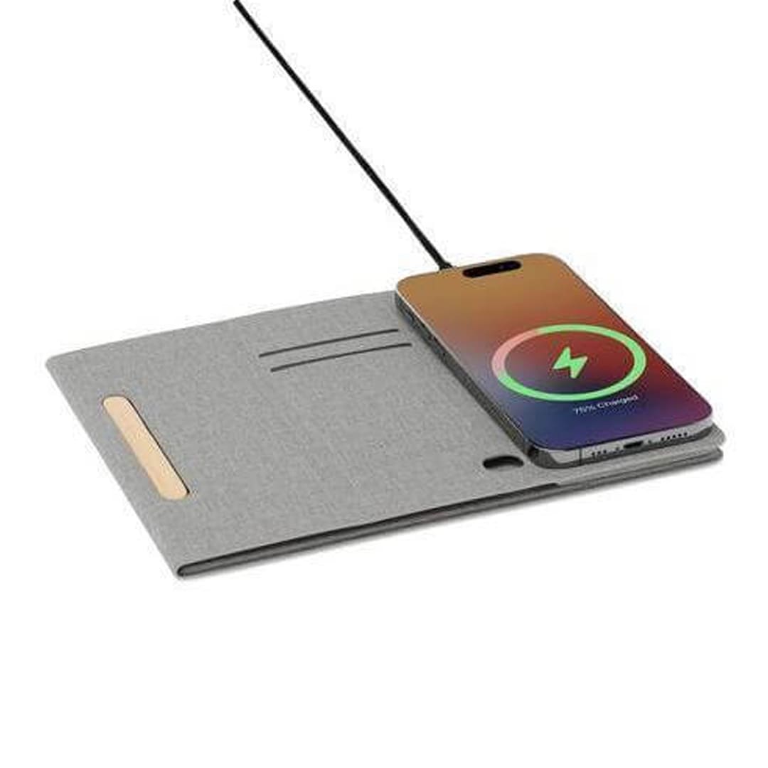 CHANGE ZERO Recycled PU 15W Wireless Mousepad & Desk Organizer - Grey