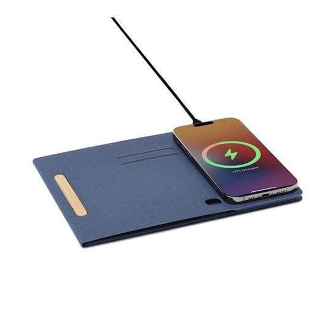 CHANGE ZERO Recycled PU 15W Wireless Mousepad & Desk Organizer - Navy Blue