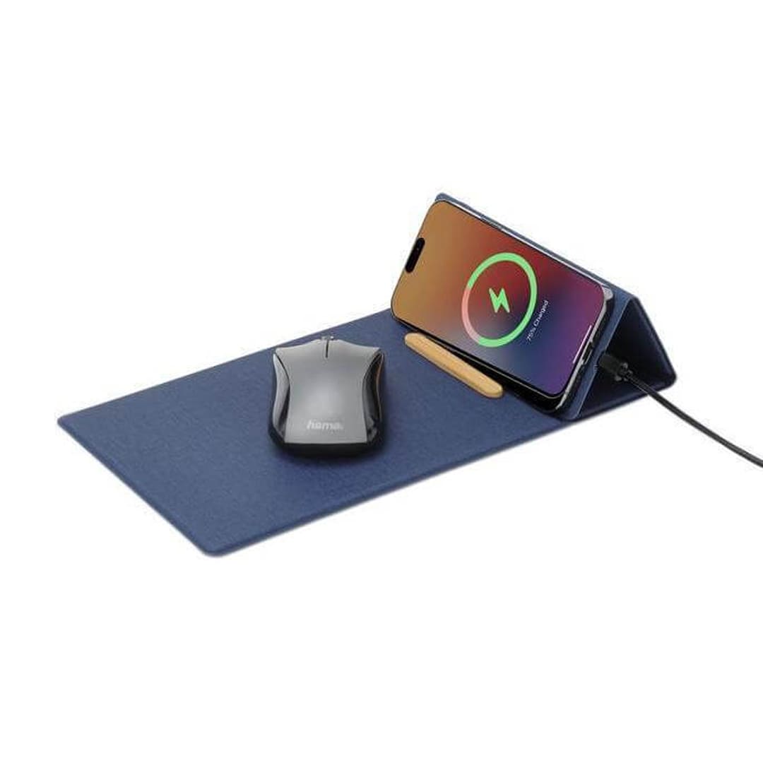 CHANGE ZERO Recycled PU 15W Wireless Mousepad & Desk Organizer - Navy Blue