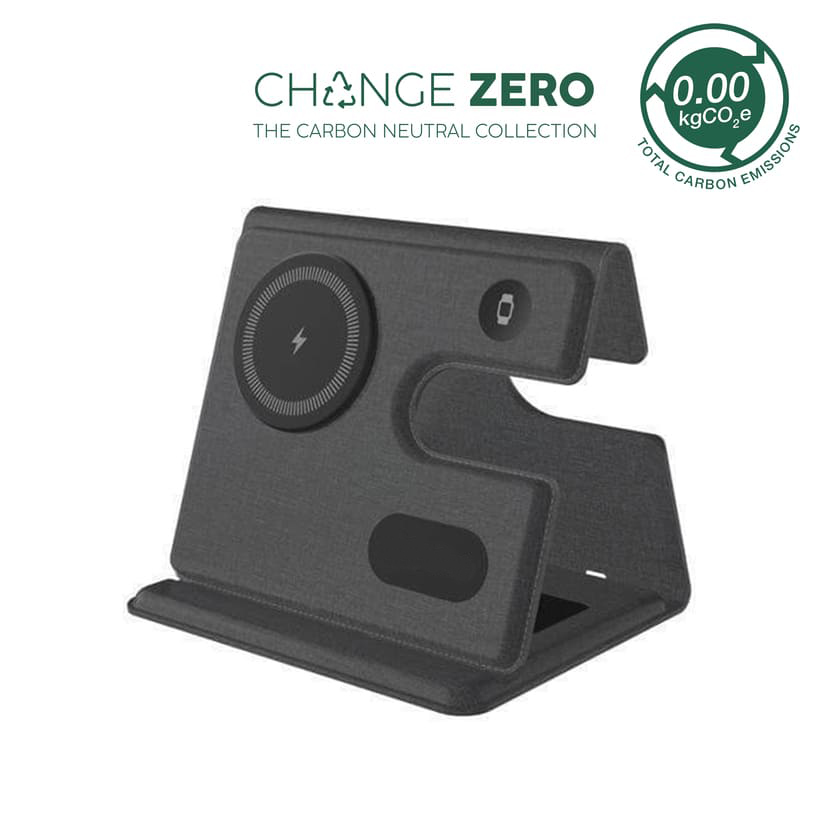 CHANGE ZERO Recycled 3-in-1 Wireless Charger Station - Black