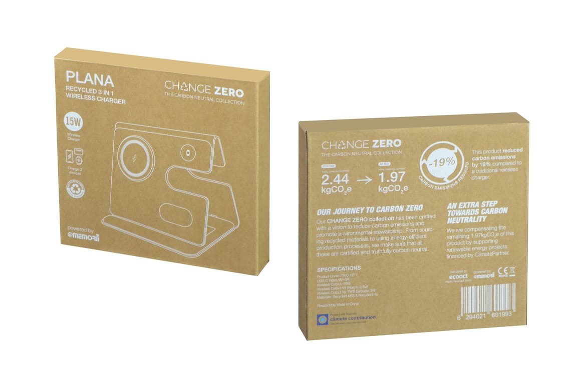 CHANGE ZERO Recycled 3-in-1 Wireless Charger Station - Grey