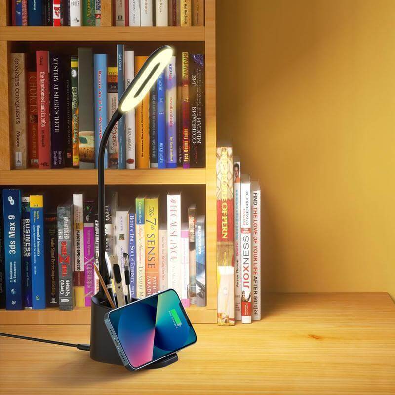 Giftology 3-in-1 Desk Lamp with 15W Wireless Charger & Pen Holder - Black