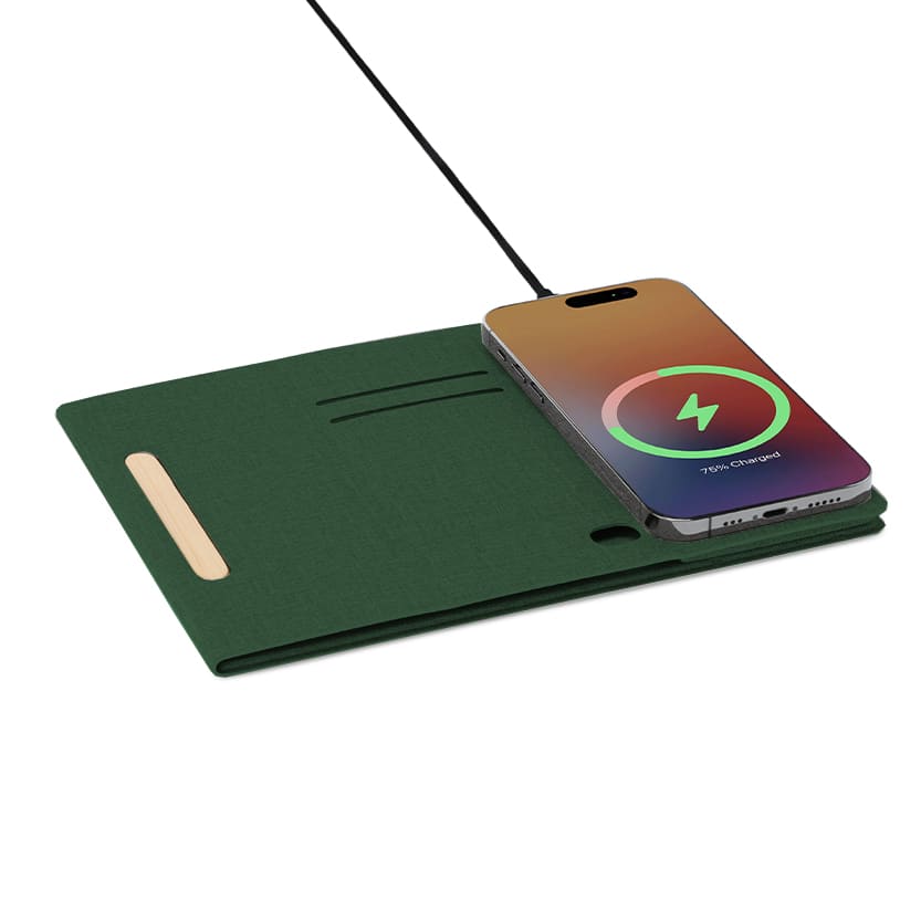 CHANGE ZERO Recycled PU 15W Wireless Mousepad & Desk Organizer - Green