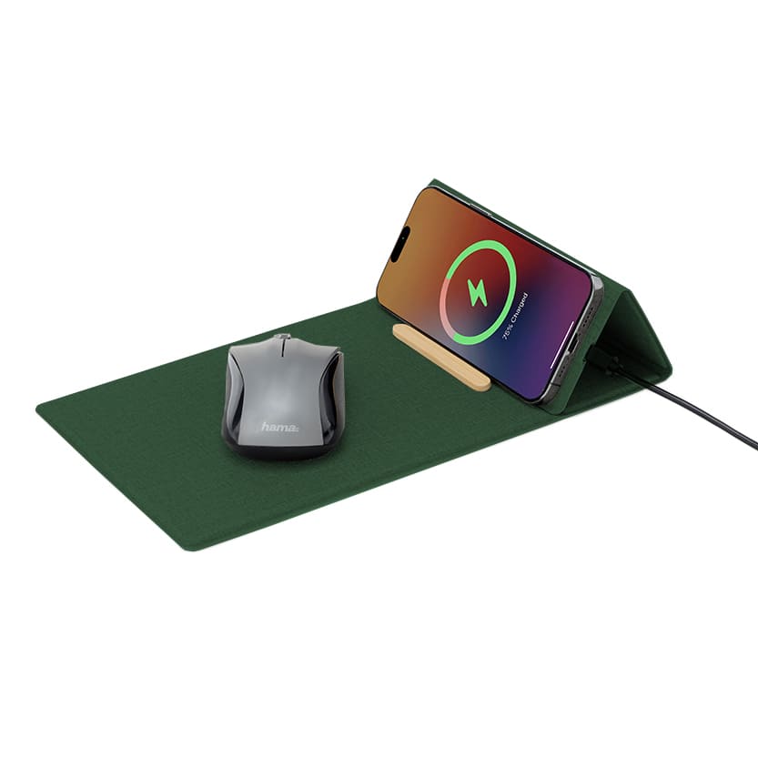CHANGE ZERO Recycled PU 15W Wireless Mousepad & Desk Organizer - Green