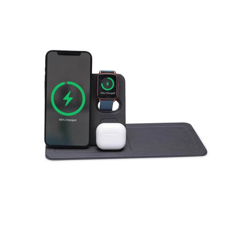 Giftology 3-in-1 Magnetic Wireless Charger Desk Tray - Black