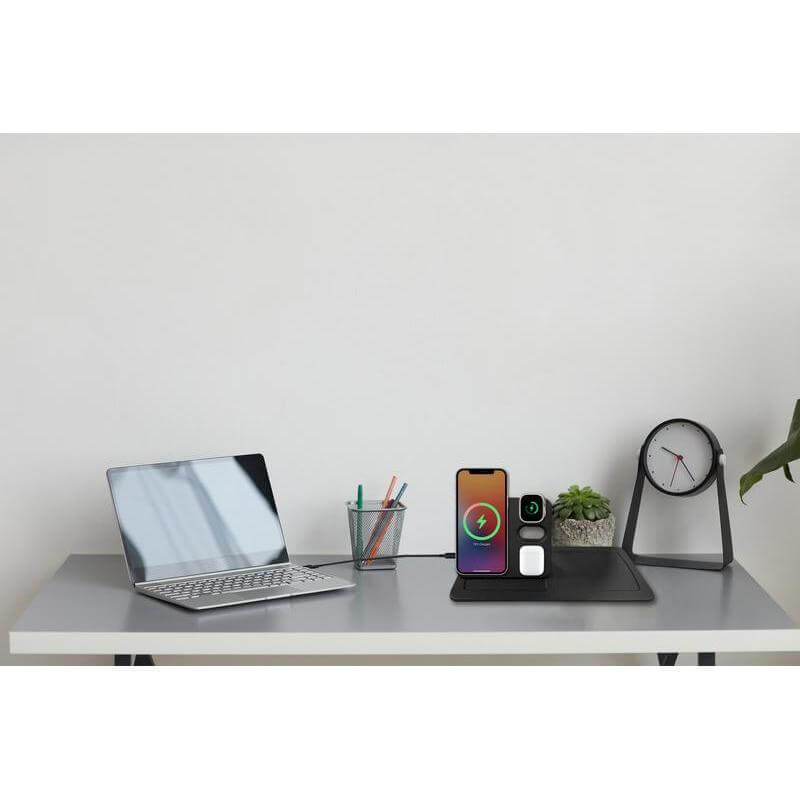Giftology 3-in-1 Magnetic Wireless Charger Desk Tray - Black