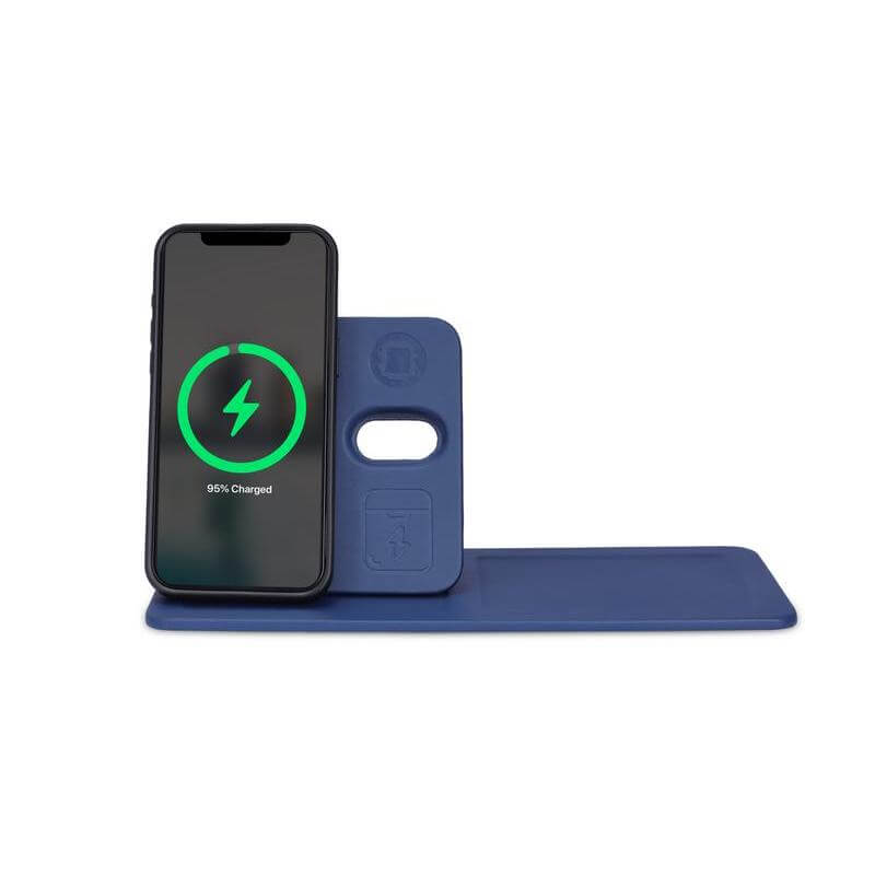 Giftology 3-in-1 Magnetic Wireless Charger Desk Tray - Navy