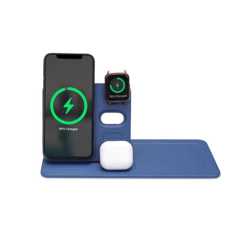 Giftology 3-in-1 Magnetic Wireless Charger Desk Tray - Navy