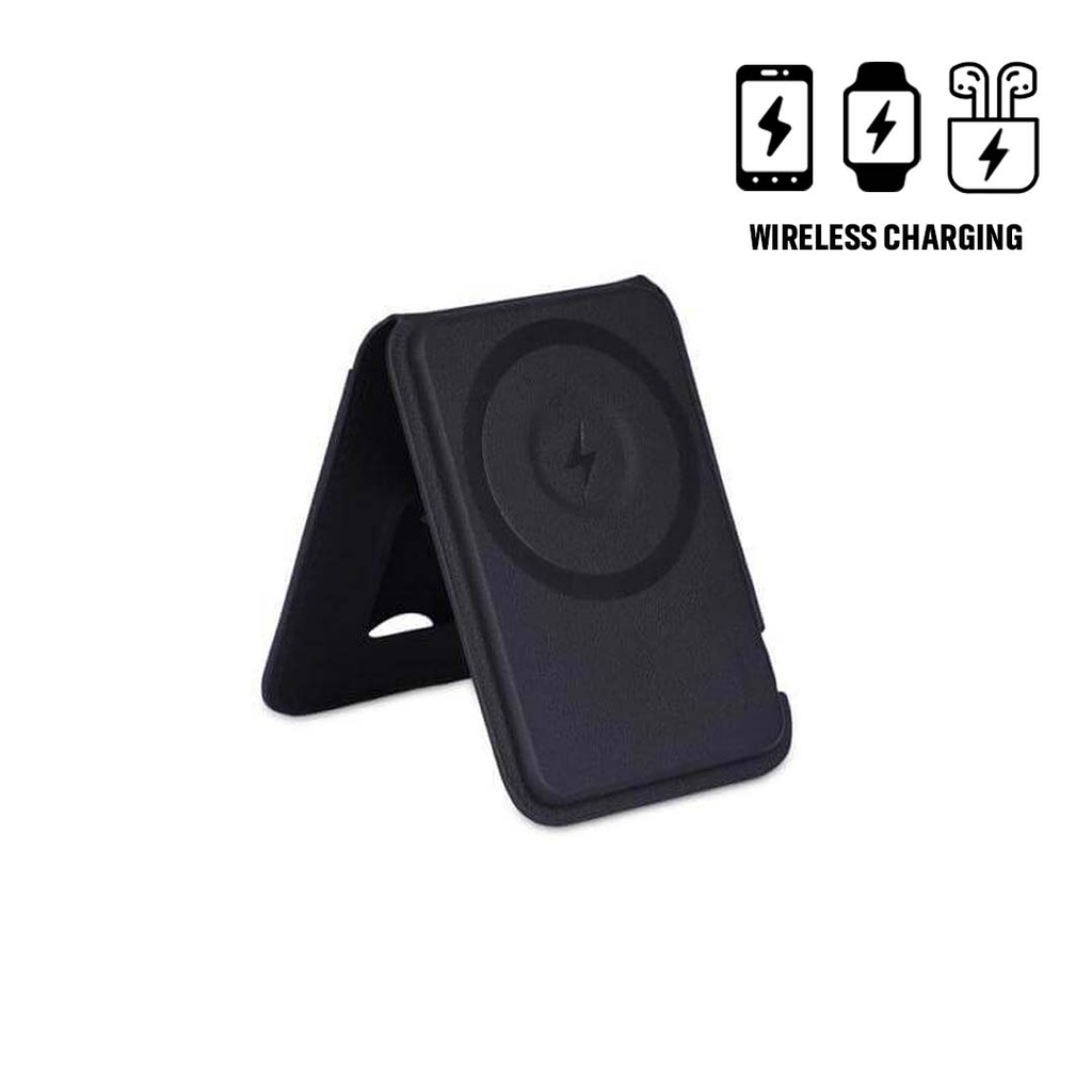 Giftology 3-in-1 Magnetic Wireless Charger Card Holder - Black