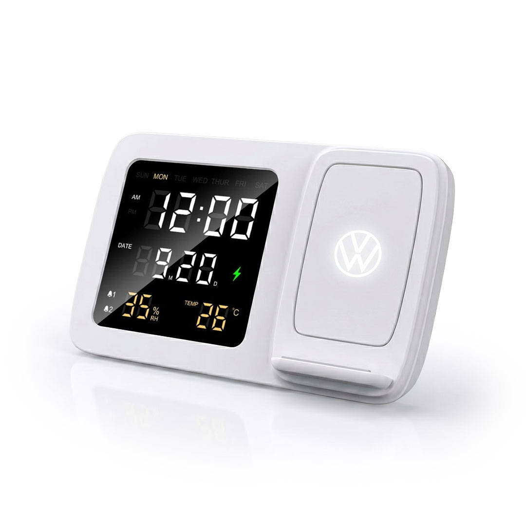 Giftology Digital Alarm Clock Wireless Charger - White