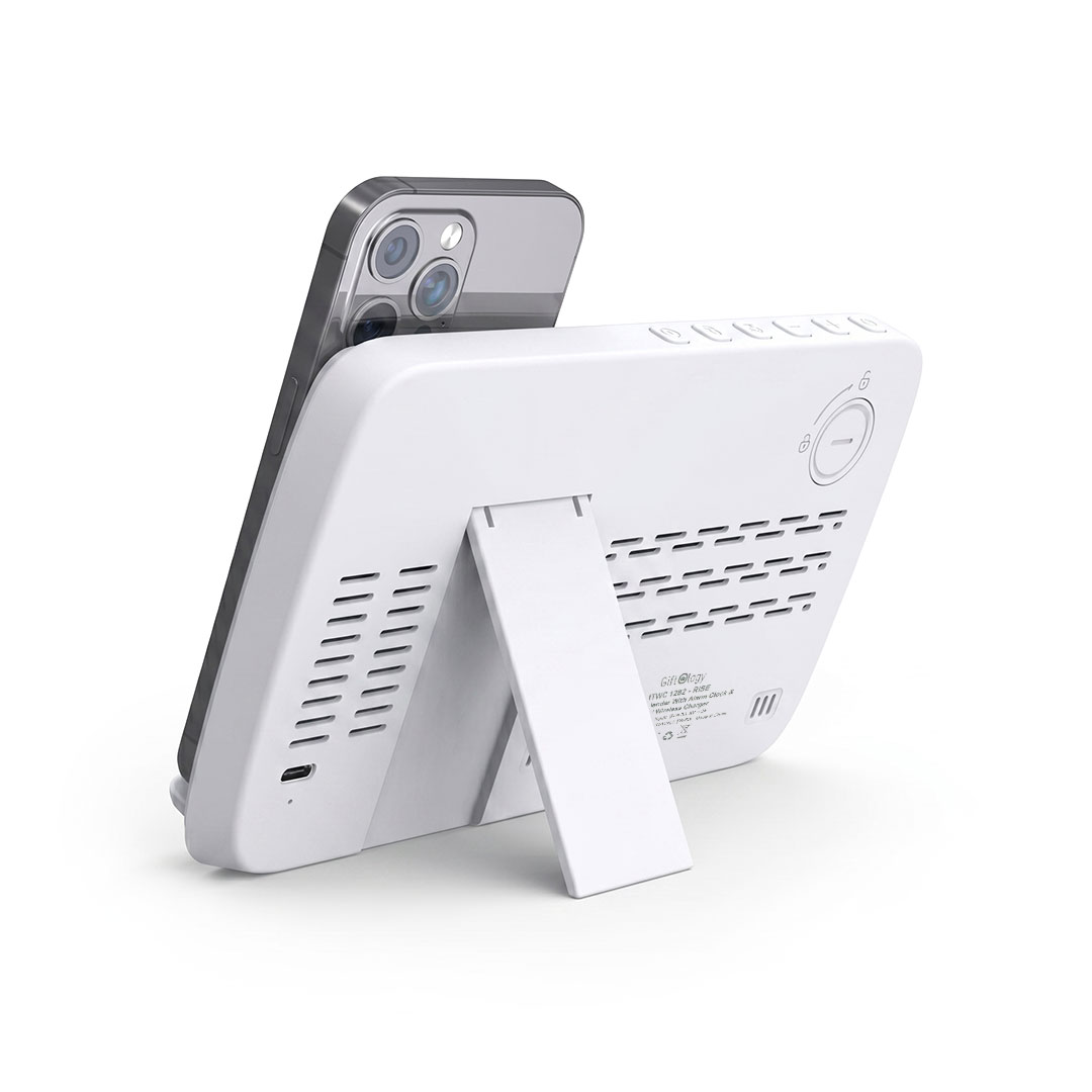 Giftology Digital Alarm Clock Wireless Charger - White