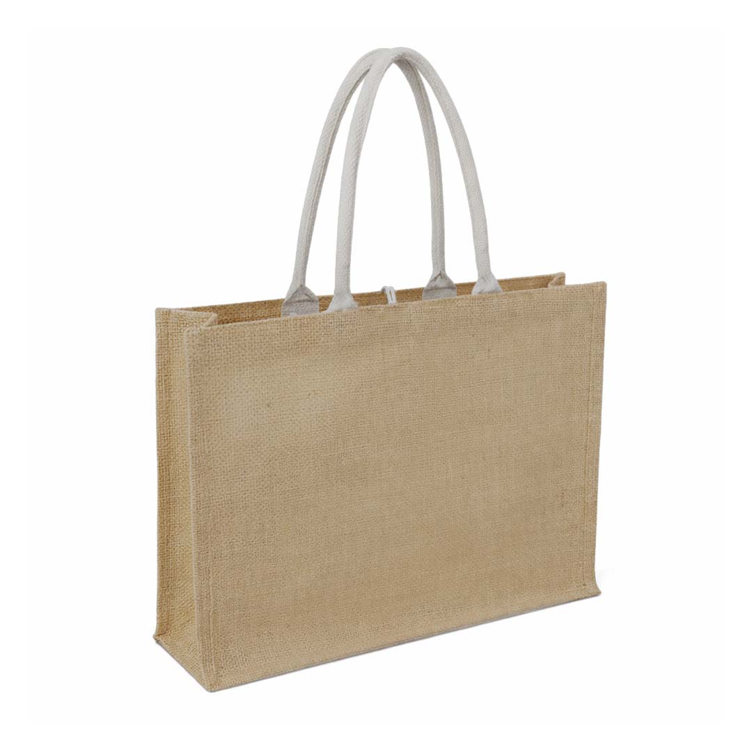 Jute Bag with Canvas Pocket - Natural