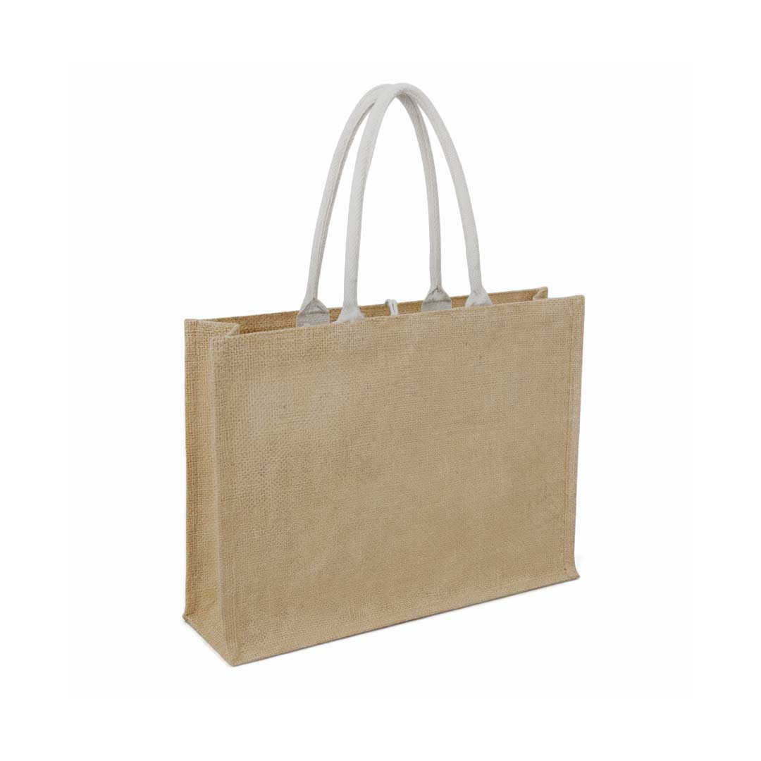 Jute Bag with Canvas Pocket - Natural