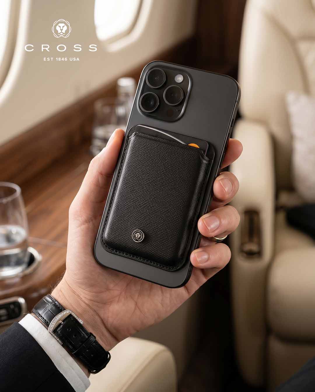 CROSS Saffiano Leather Magnetic Cardholder - Black
