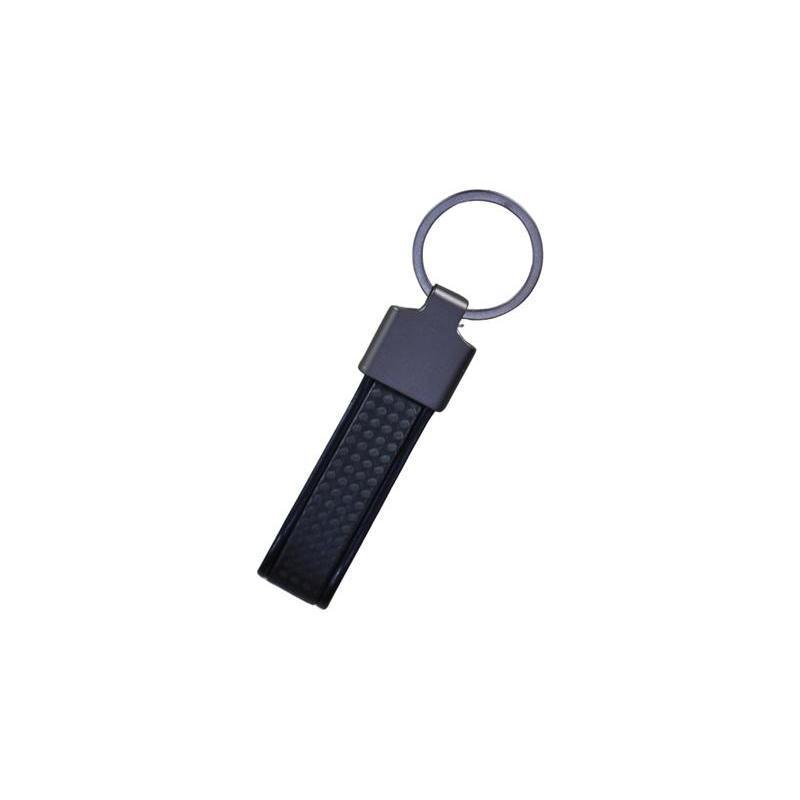 Metal Keychain with Carbon Fiber Look - Black