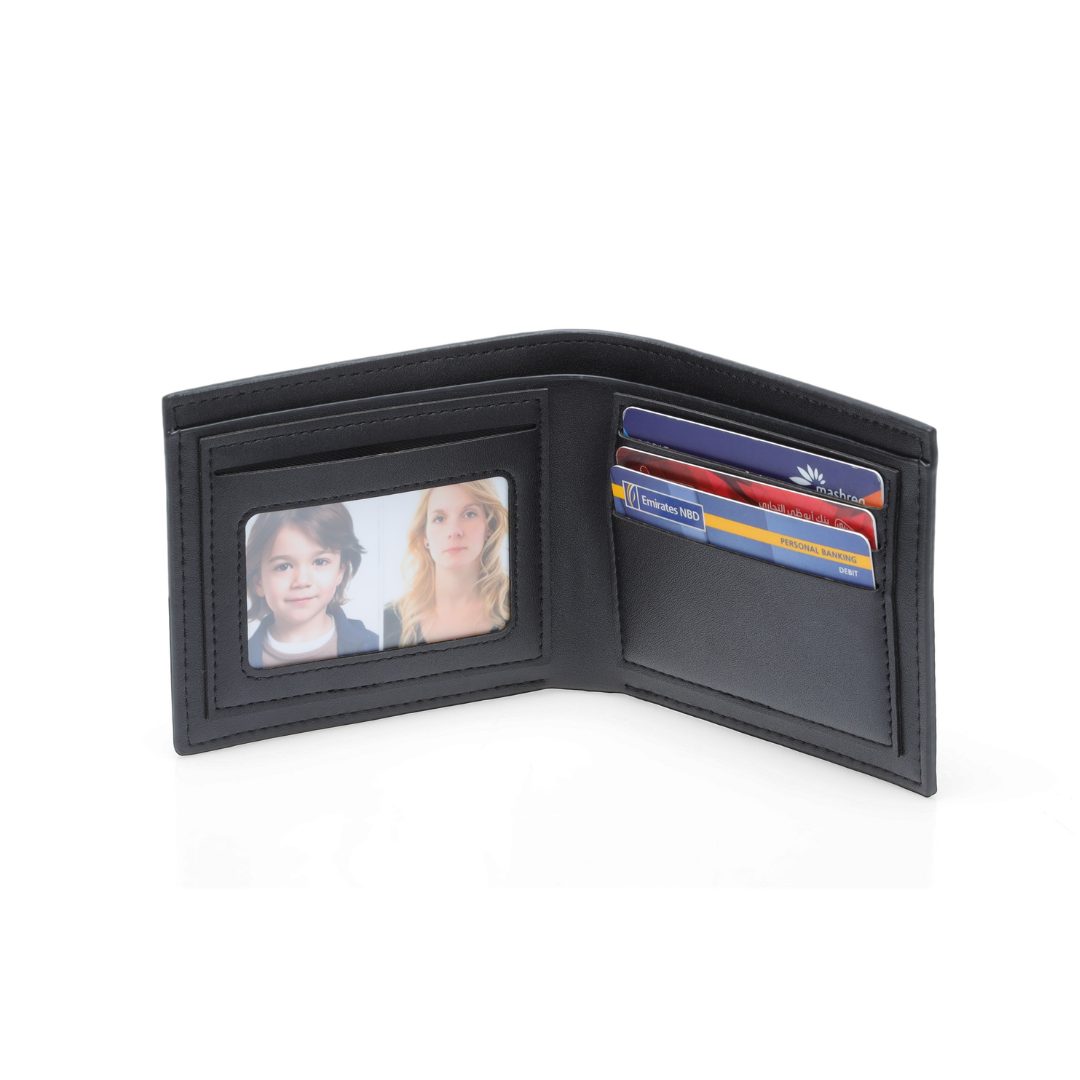 Men's Compact Bifold PU Wallet - Black