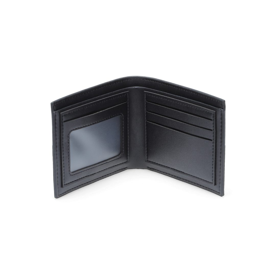Men's Compact Bifold PU Wallet - Black