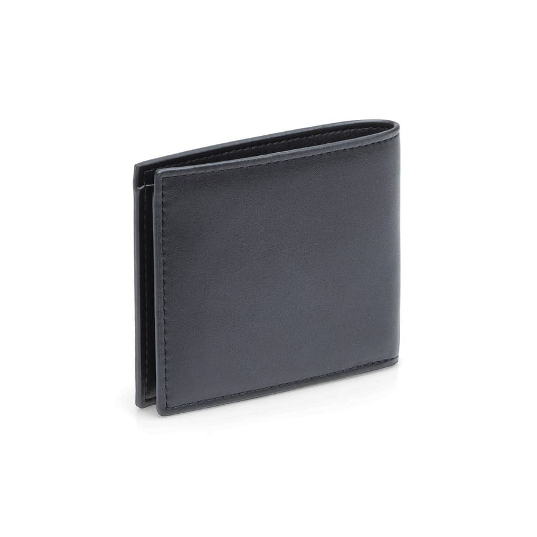 Men's Compact Bifold PU Wallet - Black