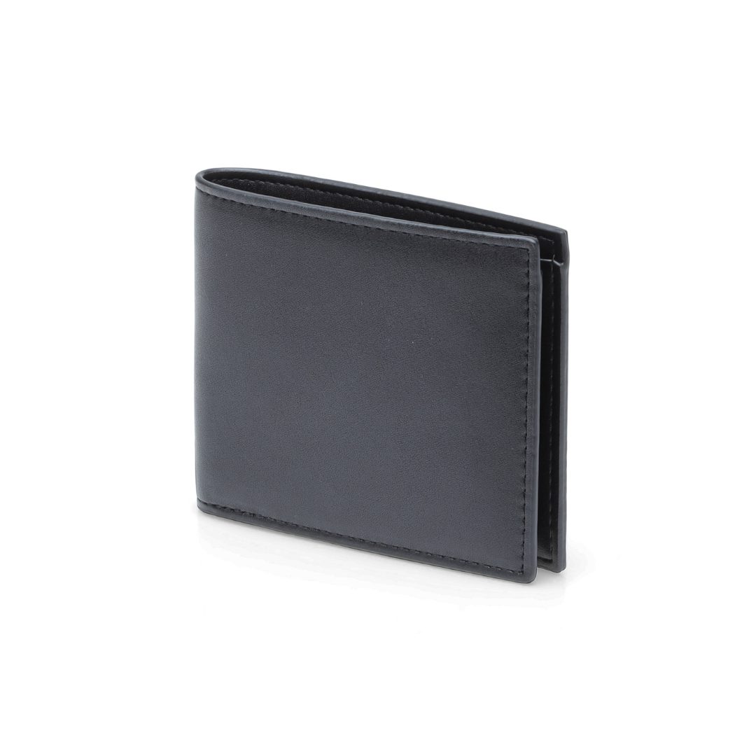 Men's Compact Bifold PU Wallet - Black