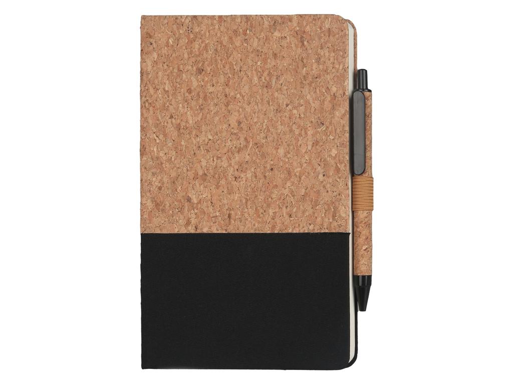 eco-neutral A5 Cork Fabric Hard Cover Notebook and Pen Set - Black