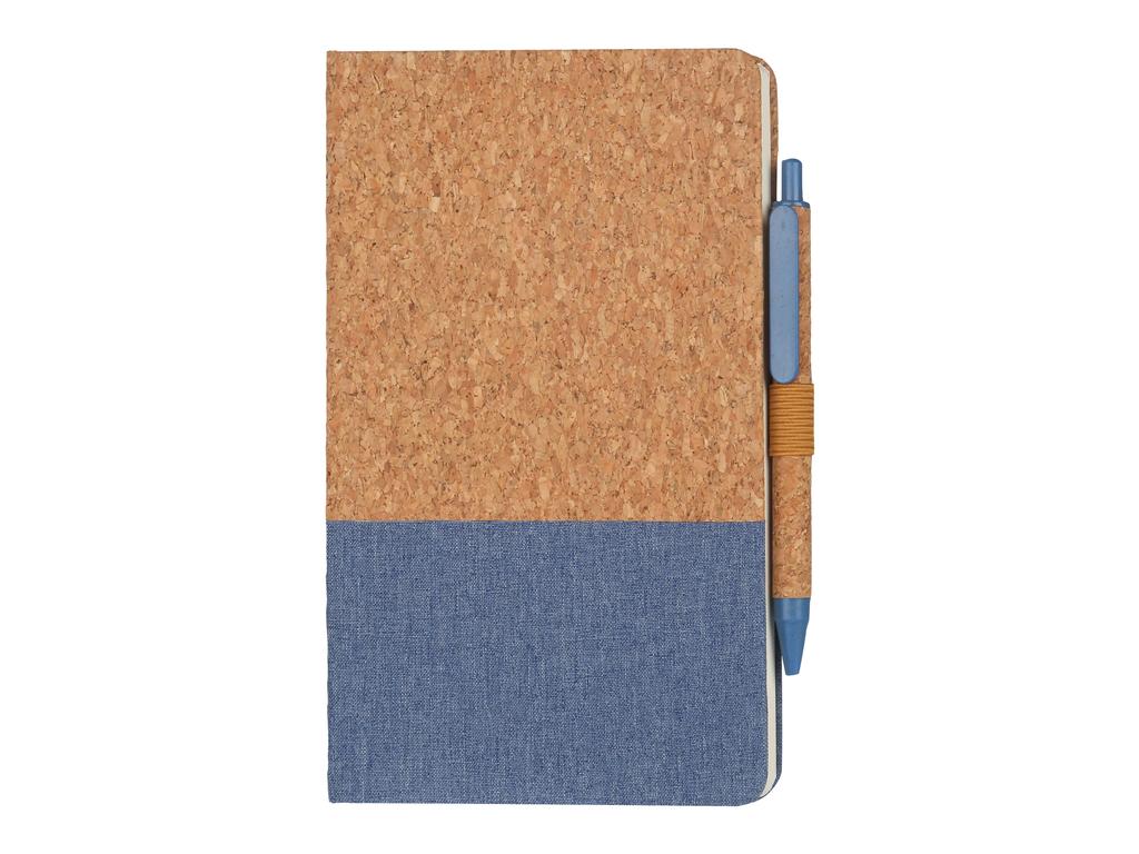 eco-neutral A5 Cork Fabric Hard Cover Notebook and Pen Set - Blue