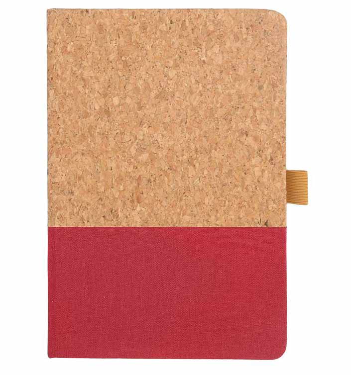 eco-neutral A5 Cork Fabric Hard Cover Notebook and Pen Set - Red