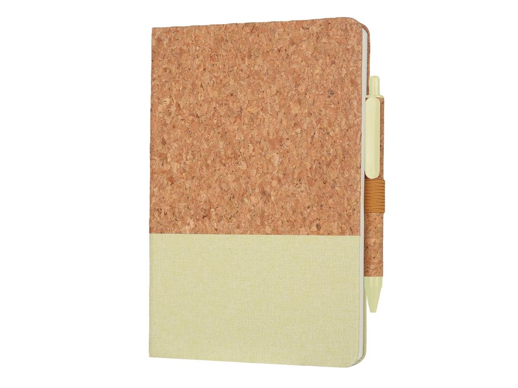 eco-neutral A5 Cork Fabric Hard Cover Notebook and Pen Set - Green