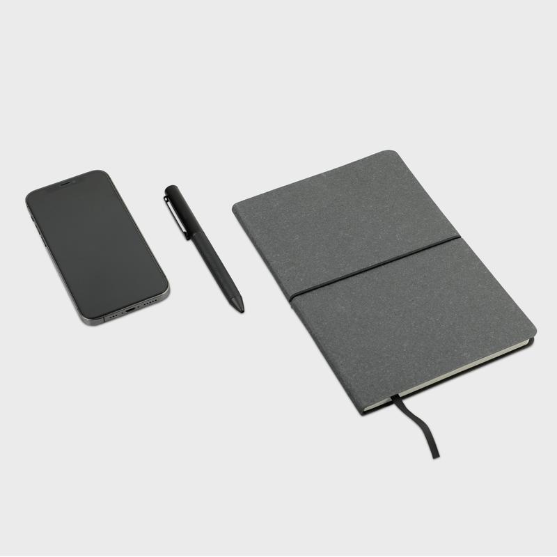 eco-neutral A5 Recycled Leather Soft Cover Notebook - Black
