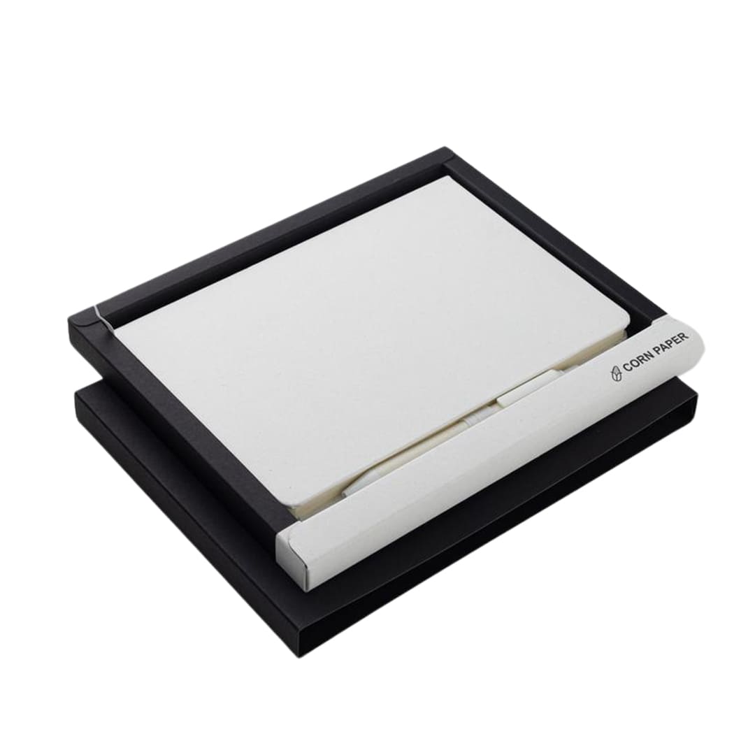 eco-neutral® A5 Hard Cover Notebook & Pen Set - Corn Paper