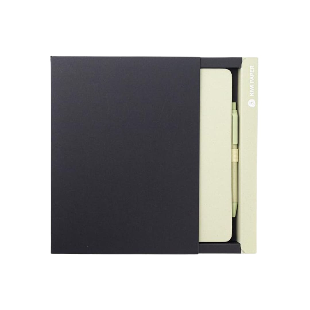 eco-neutral® A5 Hard Cover Notebook & Pen Set - Kiwi Paper