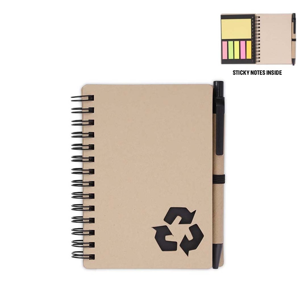 eco-neutral A6 Notepad & Pen Set with Sticky Note - Black