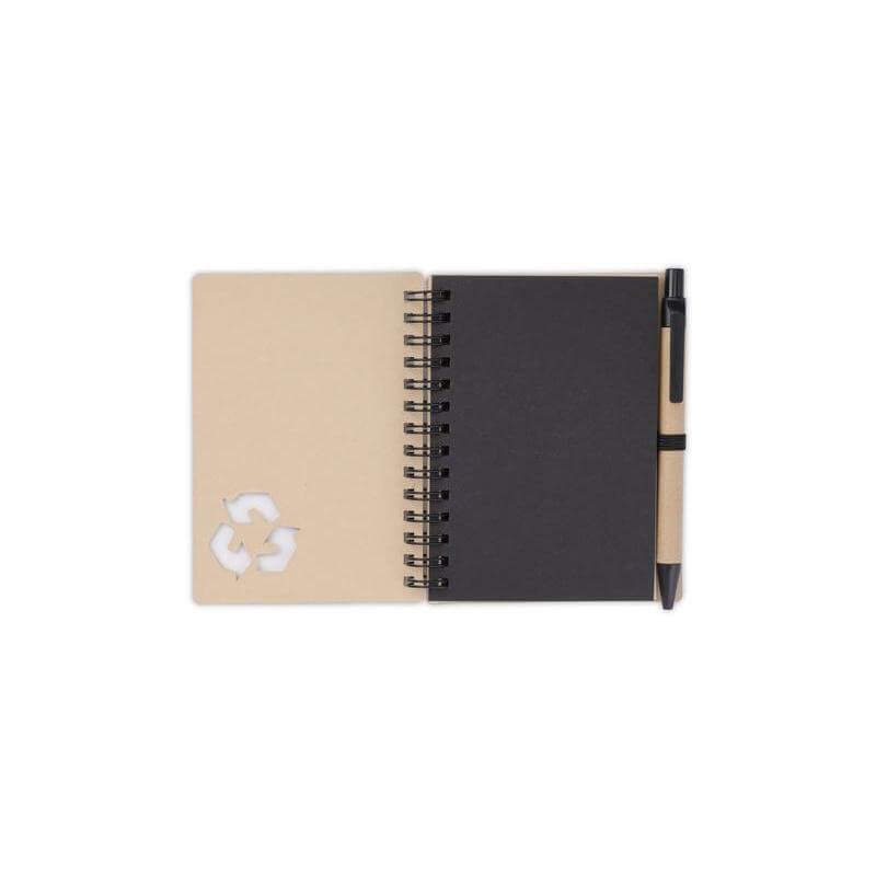 eco-neutral A6 Notepad & Pen Set with Sticky Note - Black