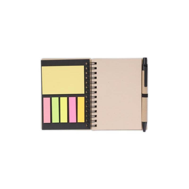 eco-neutral A6 Notepad & Pen Set with Sticky Note - Black
