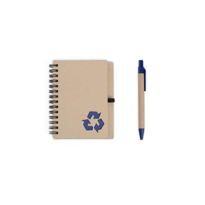 eco-neutral A6 Notepad & Pen Set with Sticky Note - Navy Blue