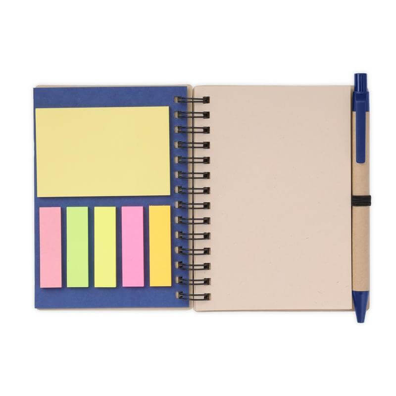 eco-neutral A6 Notepad & Pen Set with Sticky Note - Navy Blue
