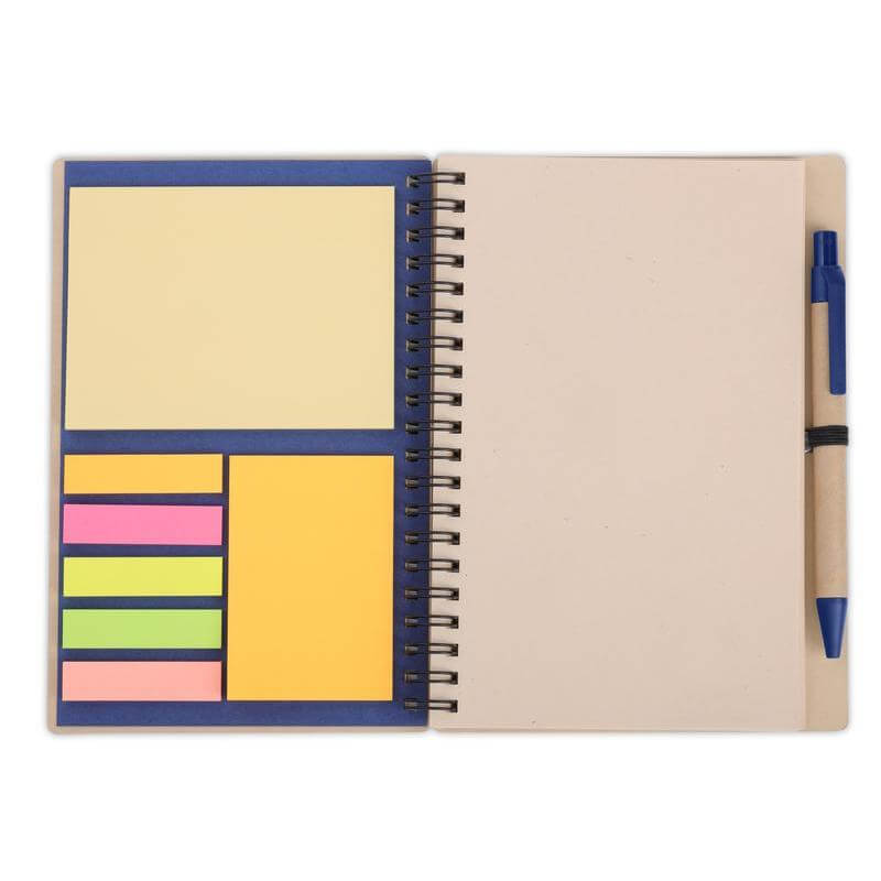 eco-neutral B6 Notepad & Pen Set with Sticky Note - Navy Blue