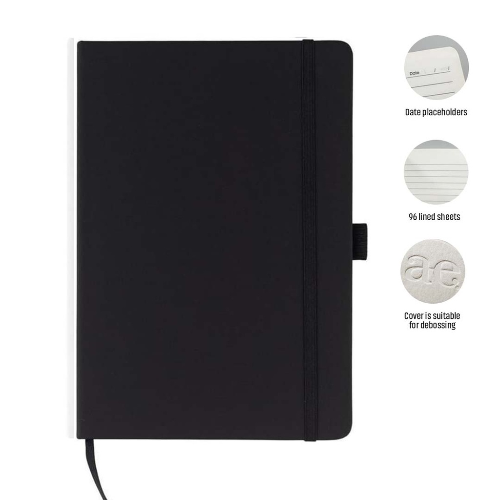 Giftology A5 PU Notebook with Pen Loop - Black