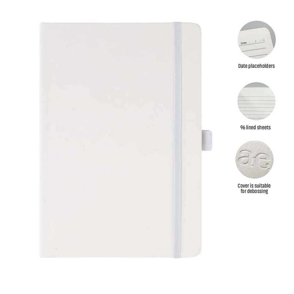 Giftology A5 PU Notebook with Pen Loop - White