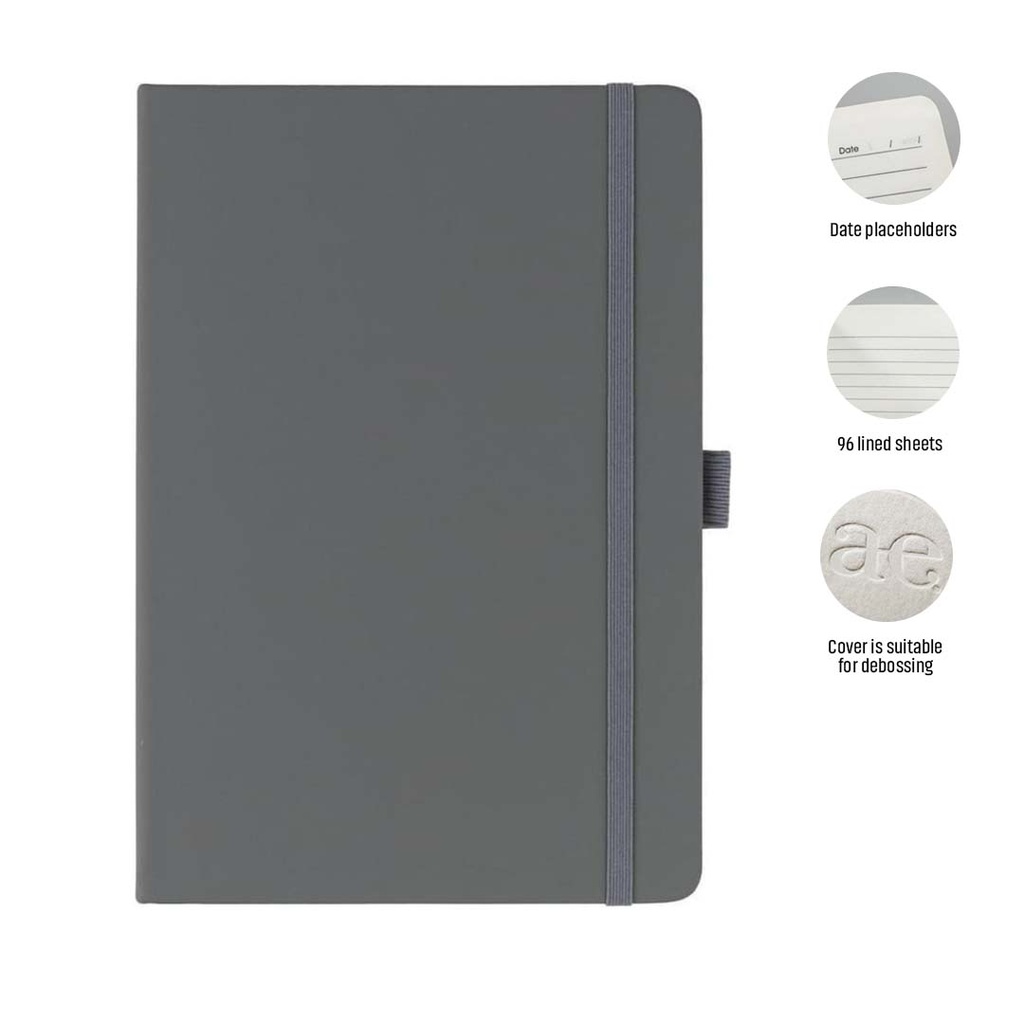 Giftology A5 PU Notebook with Pen Loop - Grey