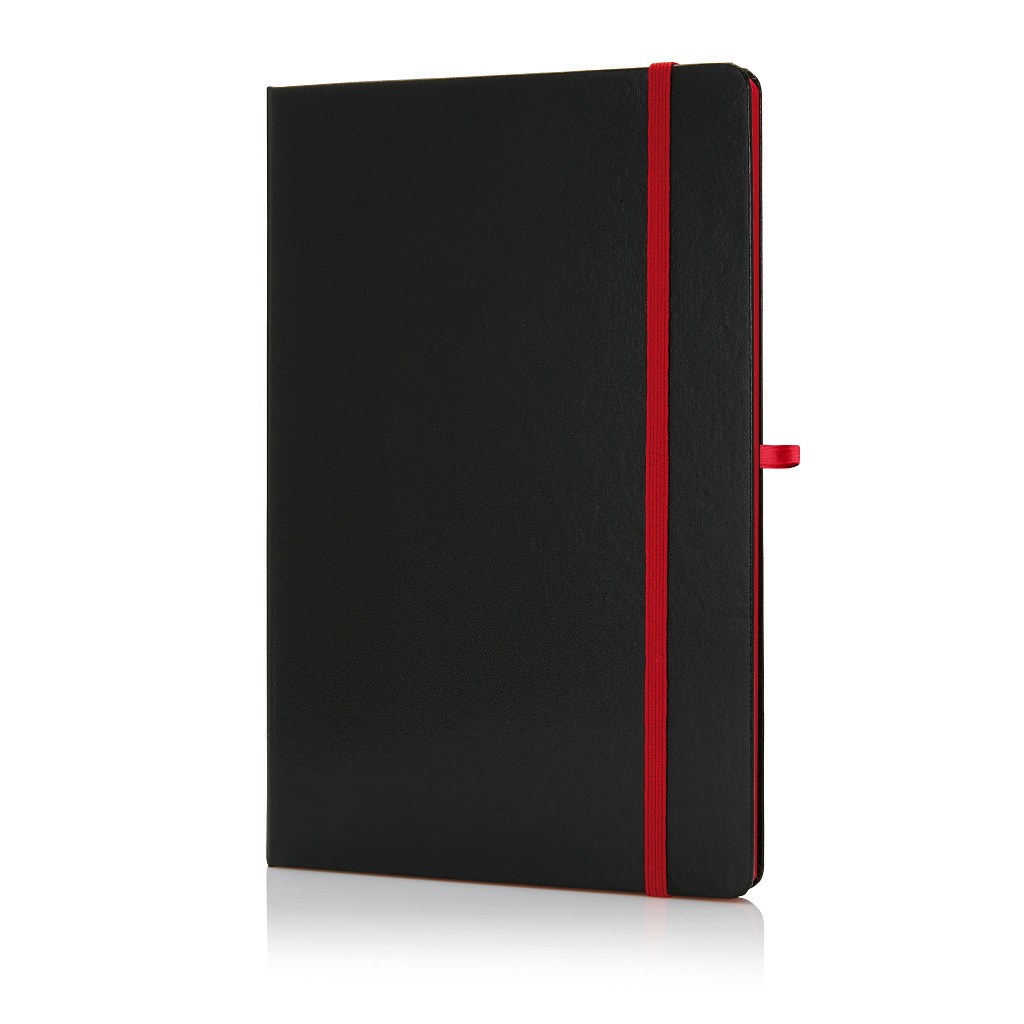 SANTHOME A5 Hardcover Ruled Notebook Black-Red