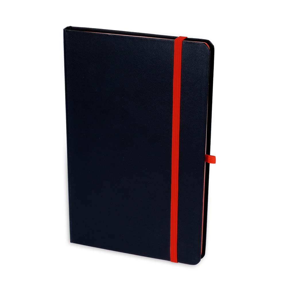 SANTHOME A5 Hardcover Ruled Notebook Black-Red