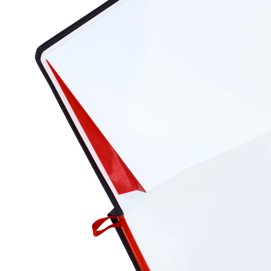 SANTHOME A5 Hardcover Ruled Notebook Black-Red