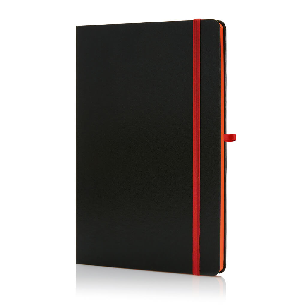 SANTHOME A5 Hardcover Ruled Notebook Black-Orange