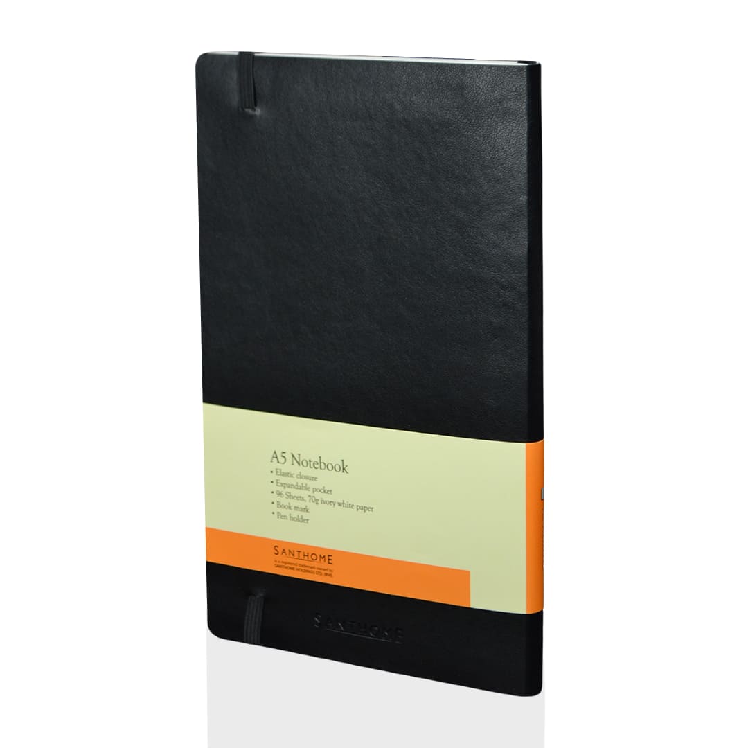 SANTHOME Softcover Ruled A5 Notebook Black