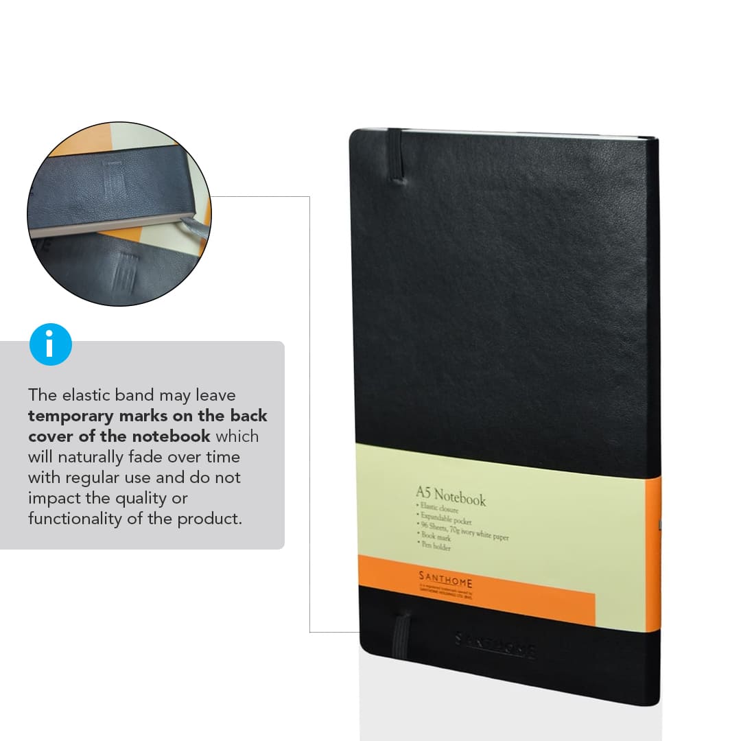 SANTHOME Softcover Ruled A5 Notebook Black