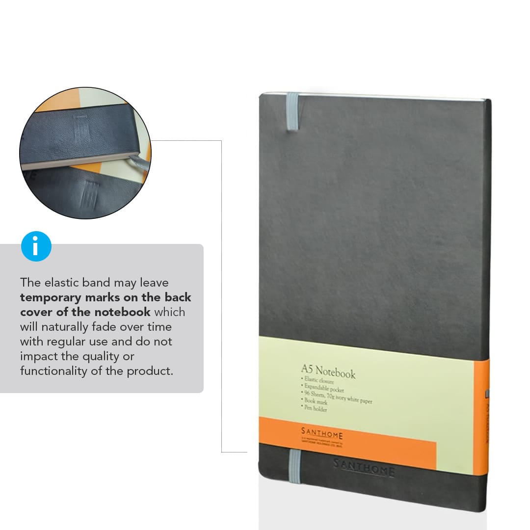 SANTHOME Softcover Ruled A5 Notebook Grey